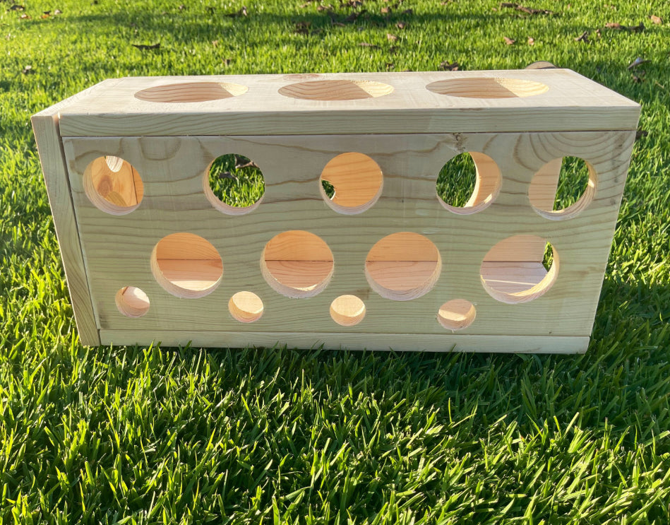 The Ultimate Holey Tunnel Hideout for Chinchillas, Degu, Sugar Gliders, Rats and other Animals made of Kiln Dried Pine