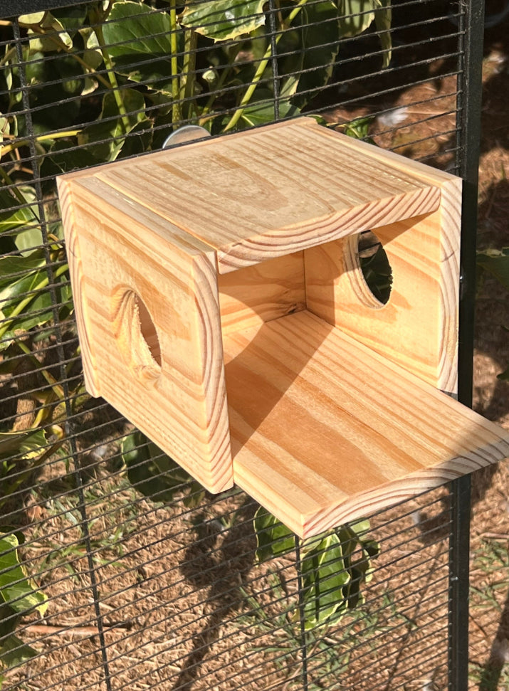 Cute and Cozy Critter Hideout/House for Chinchillas, Rats, Birds, Degu, Gliders, Squirrels and other Small Caged Animals made of Dried Pine.