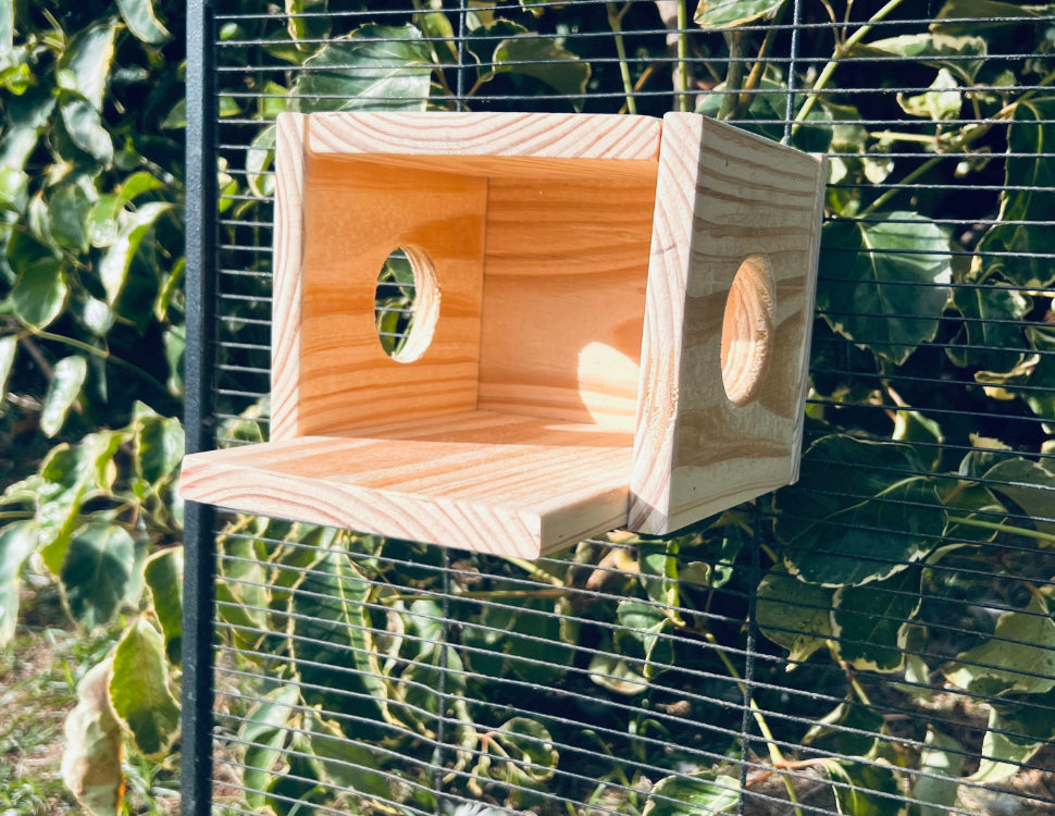 Cute and Cozy Critter Hideout/House for Chinchillas, Rats, Birds, Degu, Gliders, Squirrels and other Small Caged Animals made of Dried Pine.