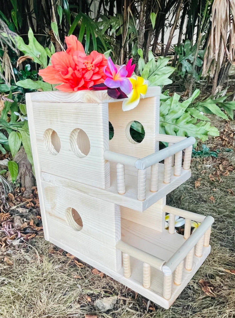 Beach Bungalow Hideout: Kiln Dried Pine, Chinchilla, Degu, Rat, Bird Condo