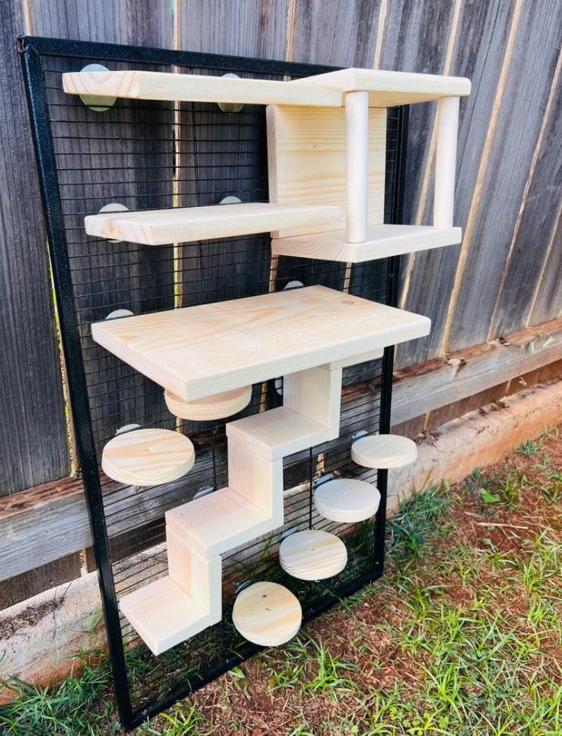 Crazy Critter 11 pc Kiln Dried Pine Chinchilla//Rat//Degu//Squirrel Cage Set up with Ledges Steps and Tunnel//Hideout