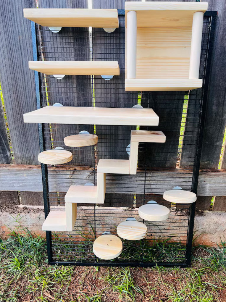 Crazy Critter 11 pc Kiln Dried Pine Chinchilla//Rat//Degu//Squirrel Cage Set up with Ledges Steps and Tunnel//Hideout