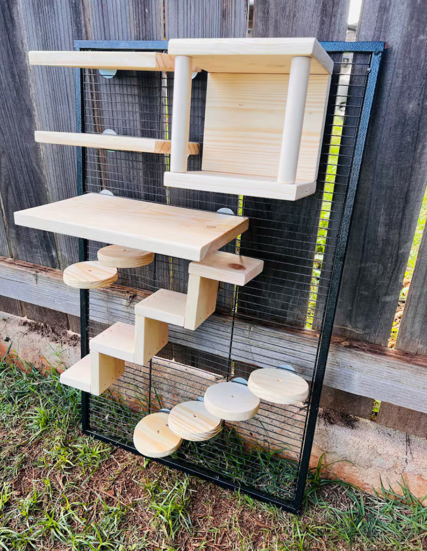 Crazy Critter 11 pc Kiln Dried Pine Chinchilla//Rat//Degu//Squirrel Cage Set up with Ledges Steps and Tunnel//Hideout