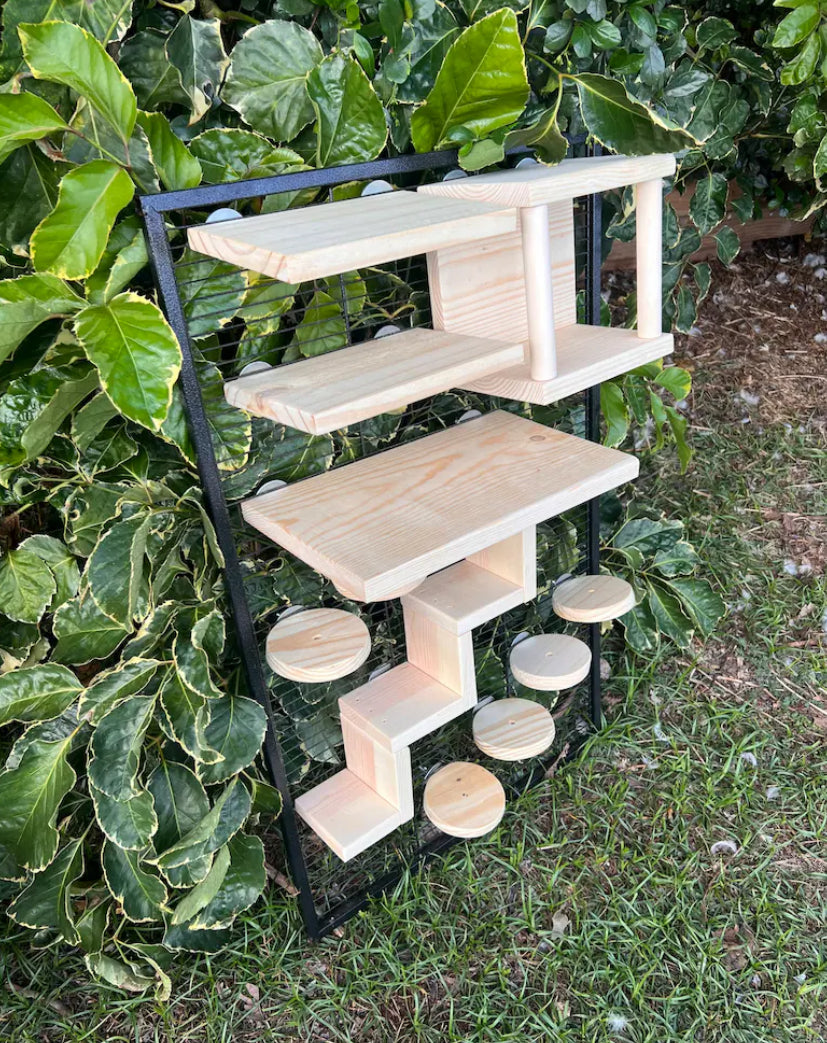 Crazy Critter 11 pc Kiln Dried Pine Chinchilla//Rat//Degu//Squirrel Cage Set up with Ledges Steps and Tunnel//Hideout