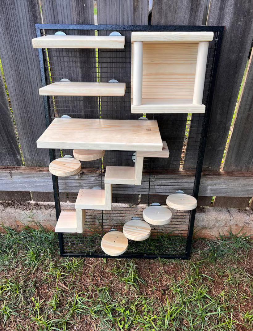 Crazy Critter 11 pc Kiln Dried Pine Chinchilla//Rat//Degu//Squirrel Cage Set up with Ledges Steps and Tunnel//Hideout