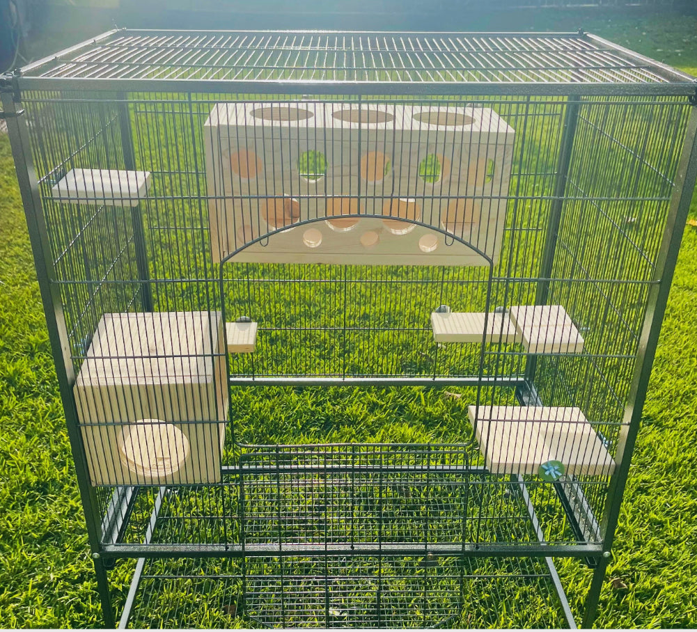 Lucky Number 7 Set with Leap Through and Peekaboo Hiedouts and Kiln Dried Pine Ledges for Chinchillas Rats Birds Degu Sugar Gliders etc