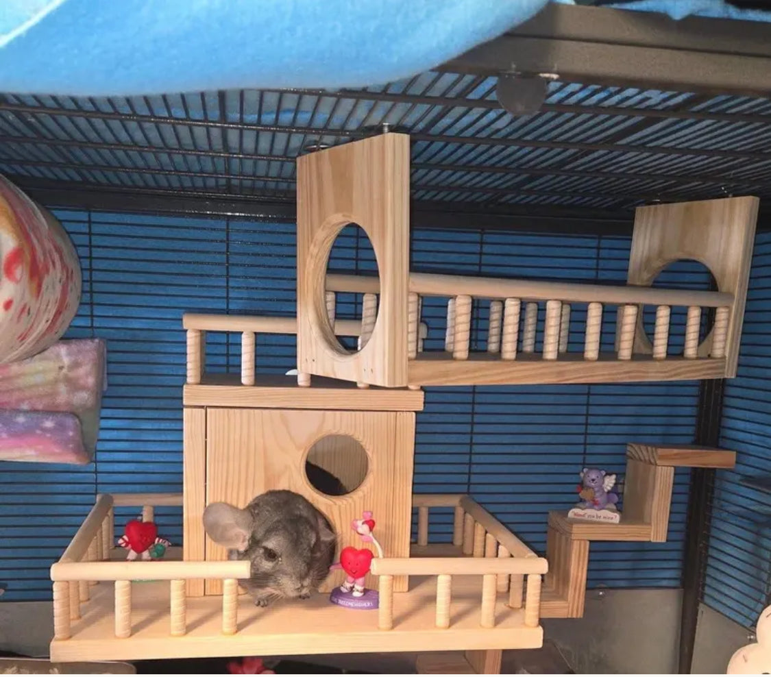 CrazyCritter 13-Piece Chinchilla Cage Set: Bridge, Ledges, Hideout & Stairs